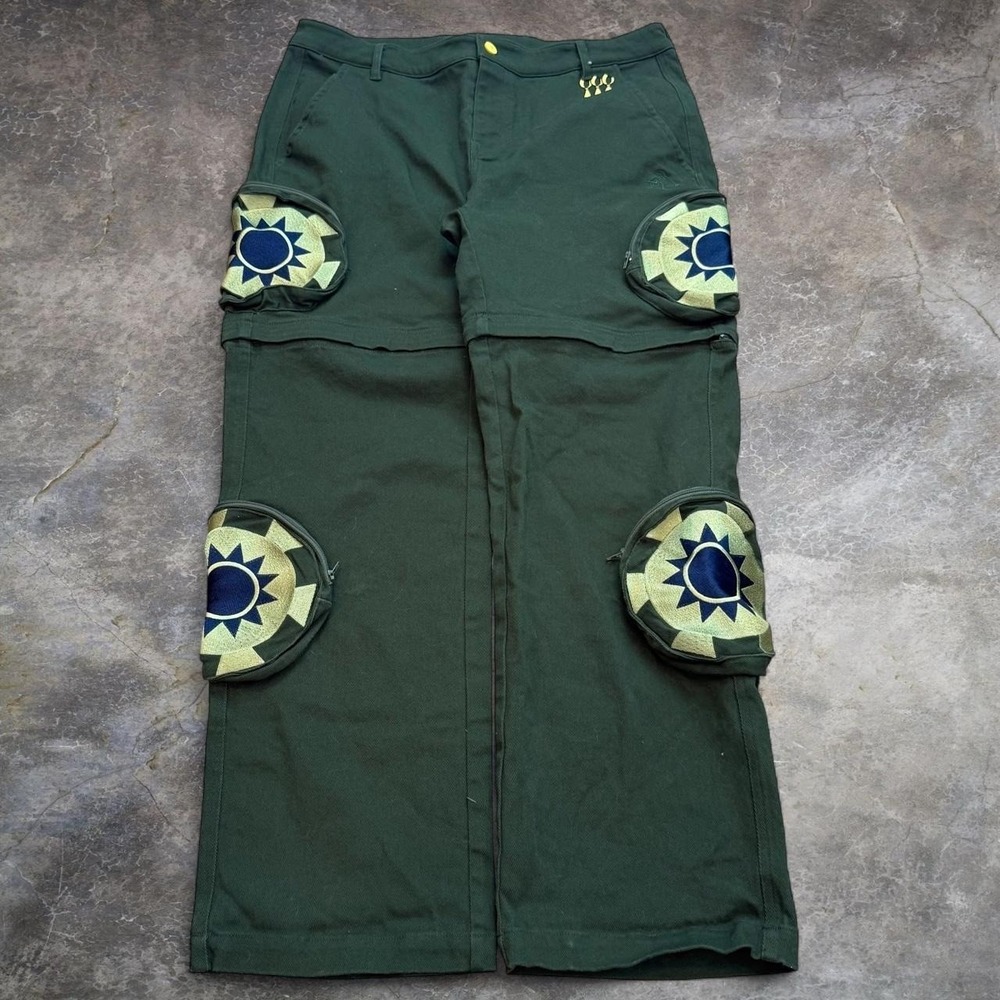 Steady Hands Green Convertible Embroidered Cargo Pants Adult Size Large Skater